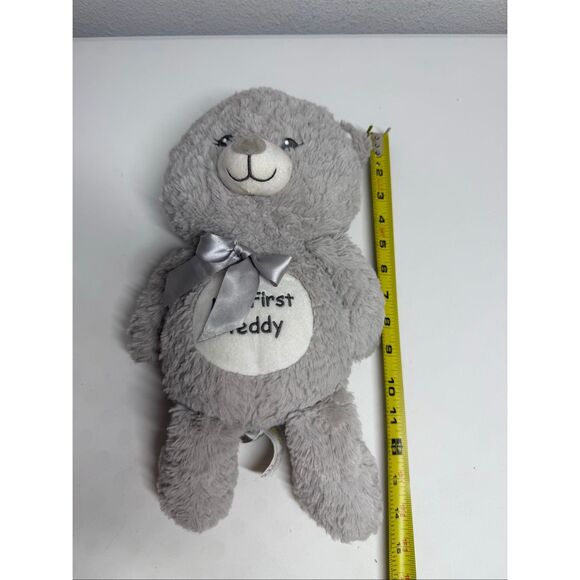 KellyToy My First Teddy Bear Plush Gray Rattle Teddy Bear Lovey 13” - Picture 5 of 7